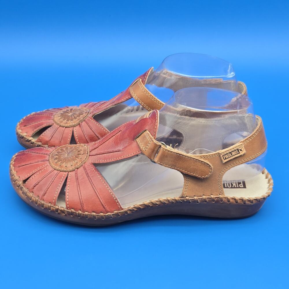 Pikolinos Puerto Vallarta Sandals Women’s 8.5 / EU 39 Sandia Red Leather - Picture 2 of 12